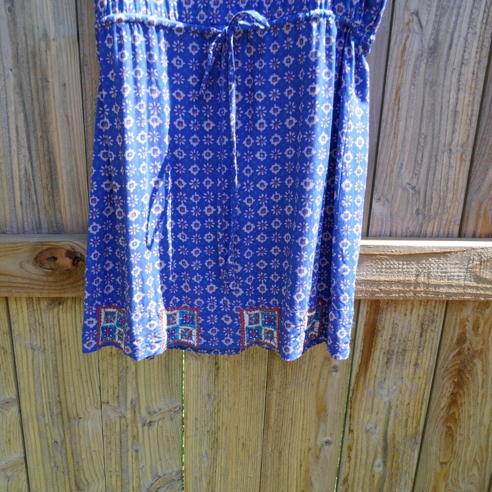 Irving & Fine Womens Large Dress Tank Sleeveless Floral Blue Blouson Pullover - Picture 4 of 8